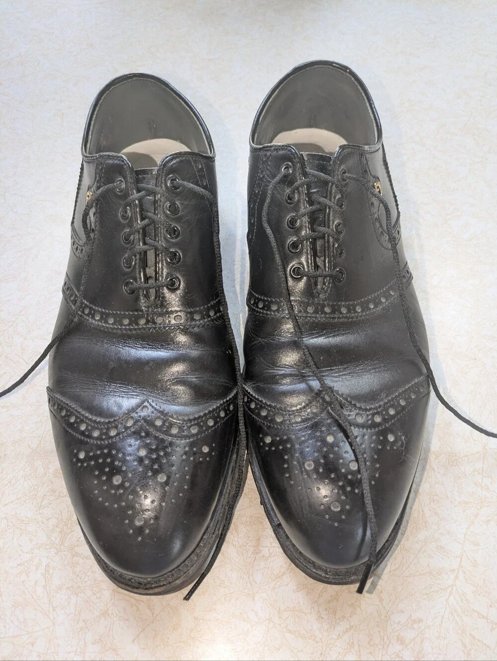 Vintage FootJoy Classics Black Leather Wingtip Spikeless Golf Shoes Men's 11D